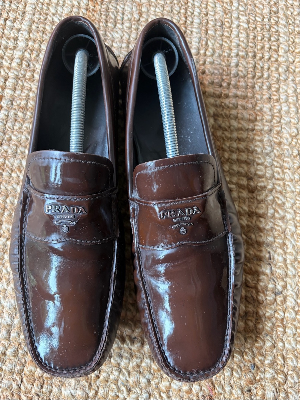 Prada Dark Brown Leather Penny Loafers